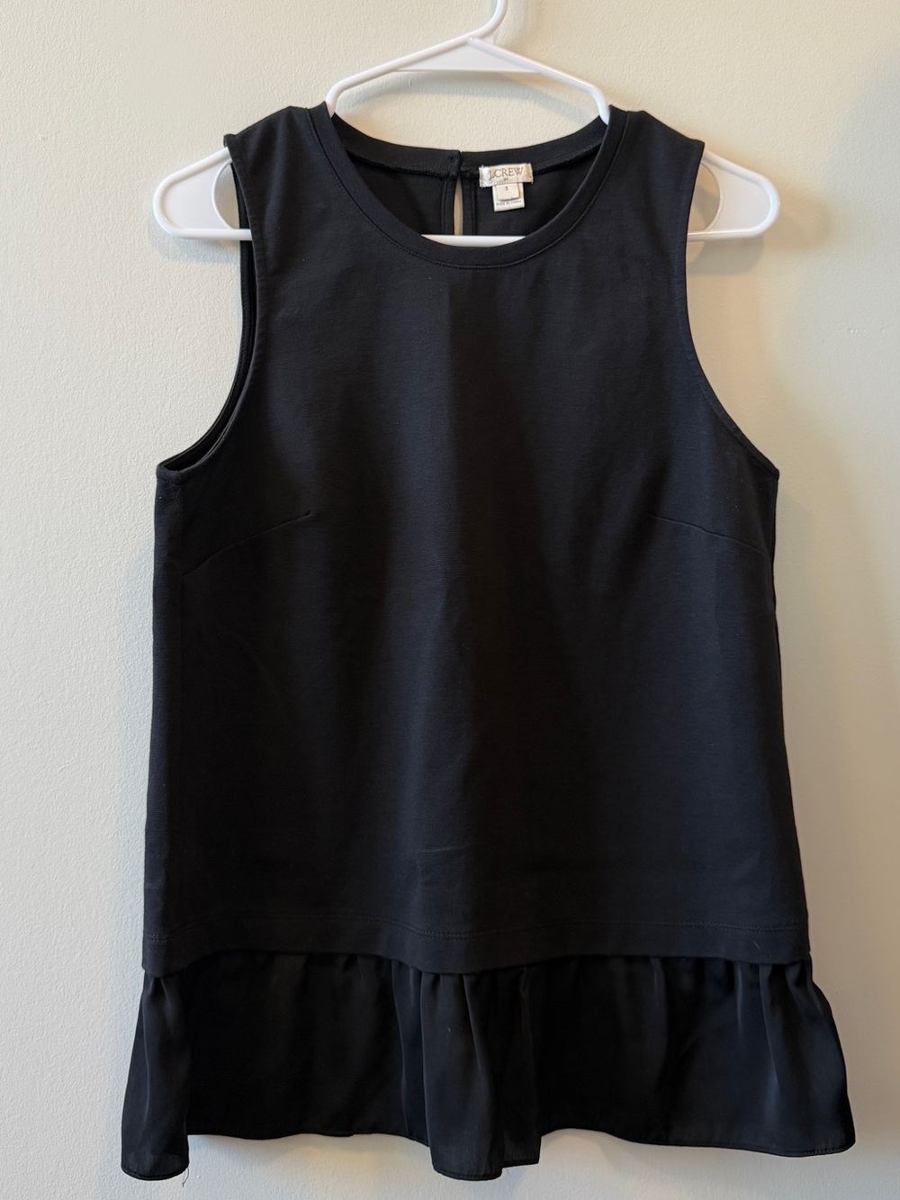 J. Crew Black Sleeveless Ruffle-Hem Top